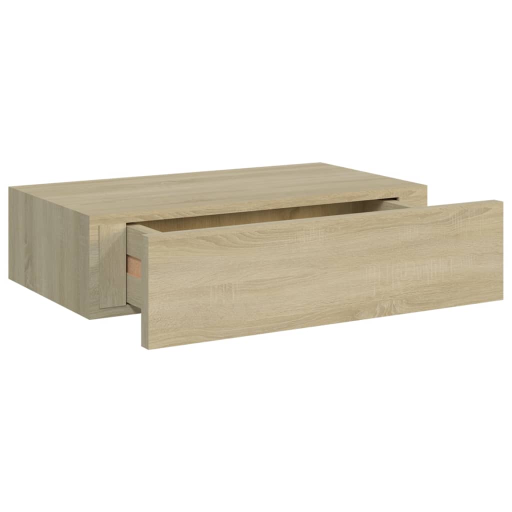 Prateleiras de parede c/ gavetas 2pcs MDF 40x23,5x10cm carvalho