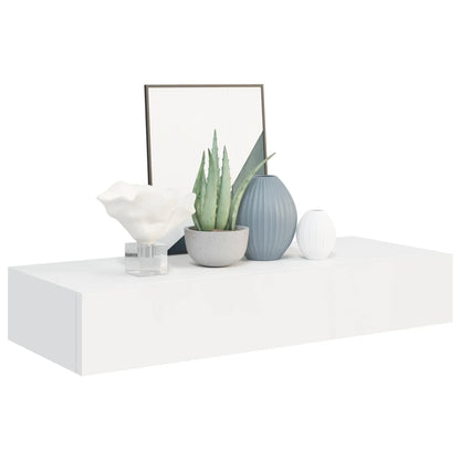 Prateleiras de parede com gavetas 2pcs MDF 60x23,5x10 cm branco