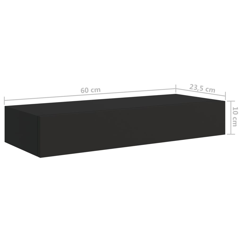 Prateleira de parede com gaveta MDF 60x23,5x10 cm preto