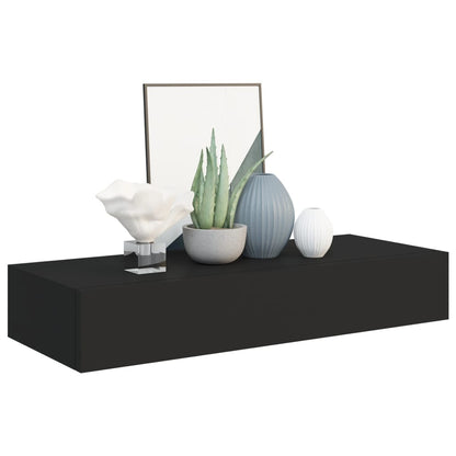 Prateleiras de parede c/ gavetas 2 pcs MDF 60x23,5x10 cm preto