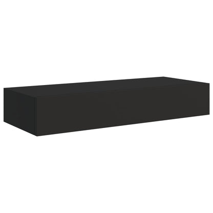 Prateleiras de parede c/ gavetas 2 pcs MDF 60x23,5x10 cm preto