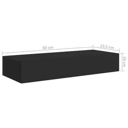 Prateleiras de parede c/ gavetas 2 pcs MDF 60x23,5x10 cm preto