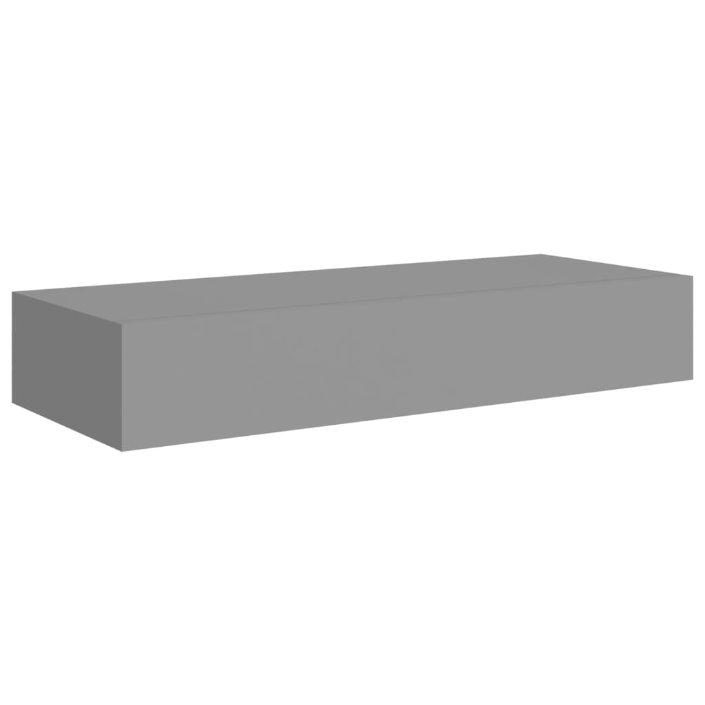 Prateleiras de parede c/ gavetas 2pcs MDF 60x23,5x10cm cinzento