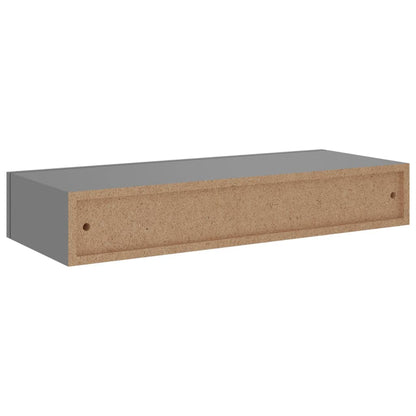 Prateleiras de parede c/ gavetas 2pcs MDF 60x23,5x10cm cinzento