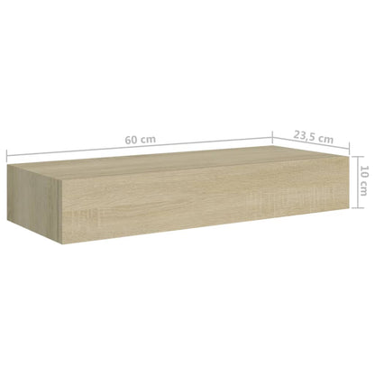 Prateleira de parede com gaveta MDF 60x23,5x10 cm cor carvalho