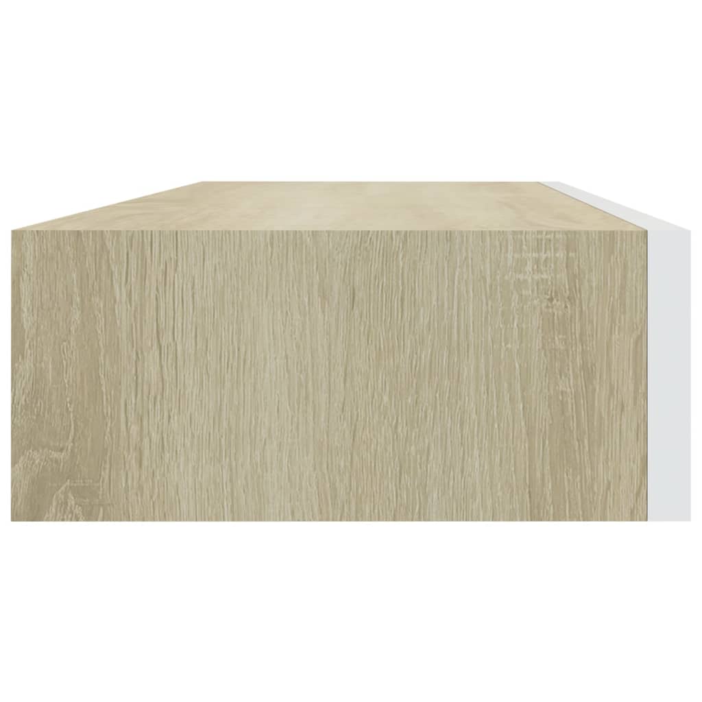 Prateleiras parede c/ gavetas 2pcs MDF 60x23,5x10cm carv./branco