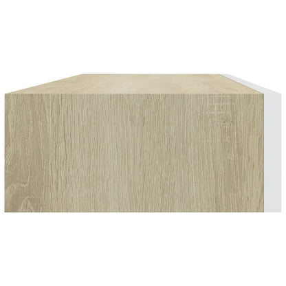 Prateleiras parede c/ gavetas 2pcs MDF 60x23,5x10cm carv./branco