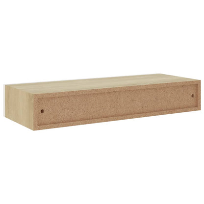 Prateleiras parede c/ gavetas 2pcs MDF 60x23,5x10cm carv./branco