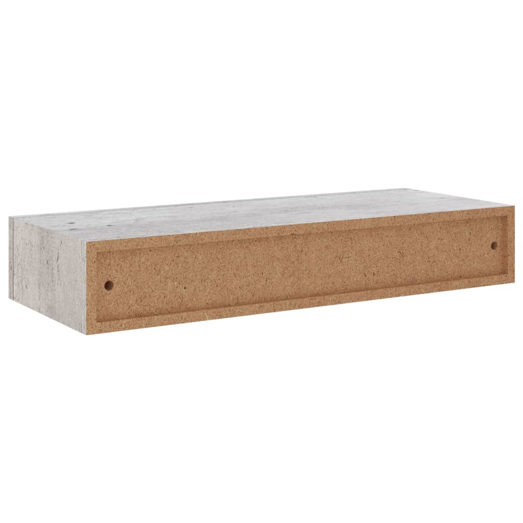 Prateleiras parede c/ gavetas 2pcs MDF 60x23,5x10 cm cinza cim.