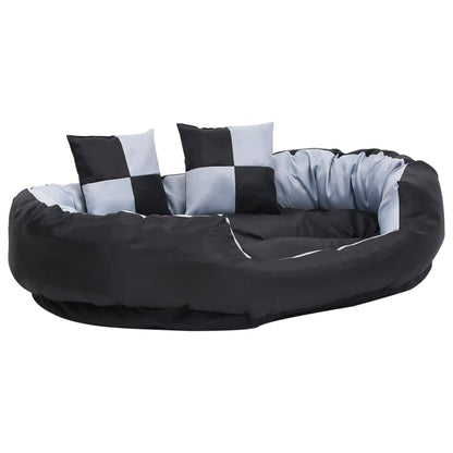 Almofadão p/ cães reversível e lavável 110x80x23 cm cinza/preto