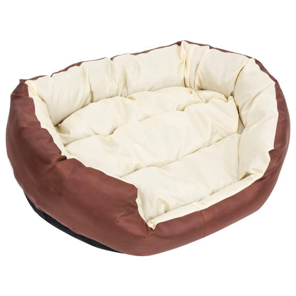 Almofadão p/ cães reversível lavável 85x70x20 cm castanho/creme