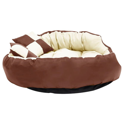 Almofadão p/ cães reversível lavável 110x80x23cm castanho/creme