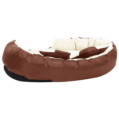 Almofadão p/ cães reversível lavável 110x80x23cm castanho/creme