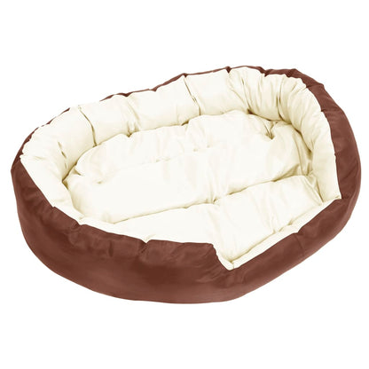 Almofadão p/ cães reversível lavável 110x80x23cm castanho/creme