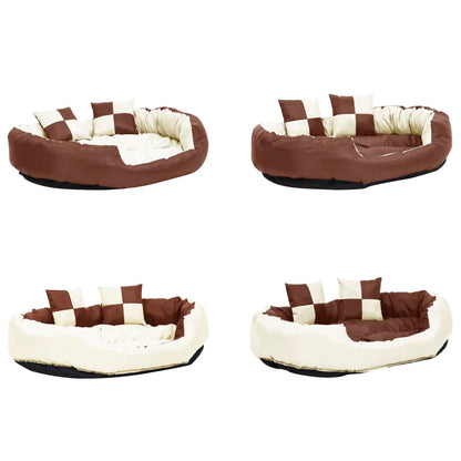 Almofadão p/ cães reversível lavável 110x80x23cm castanho/creme