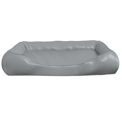 Cama para cães 80x68x23 cm couro artificial cinzento-claro