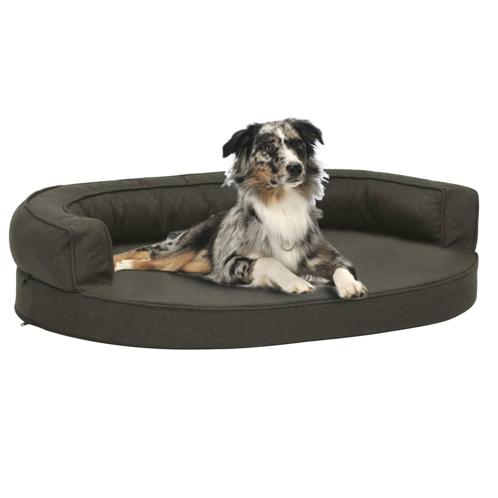 Cama p/ cães ergonómica 75x53cm aspeto linho cinzento-escuro