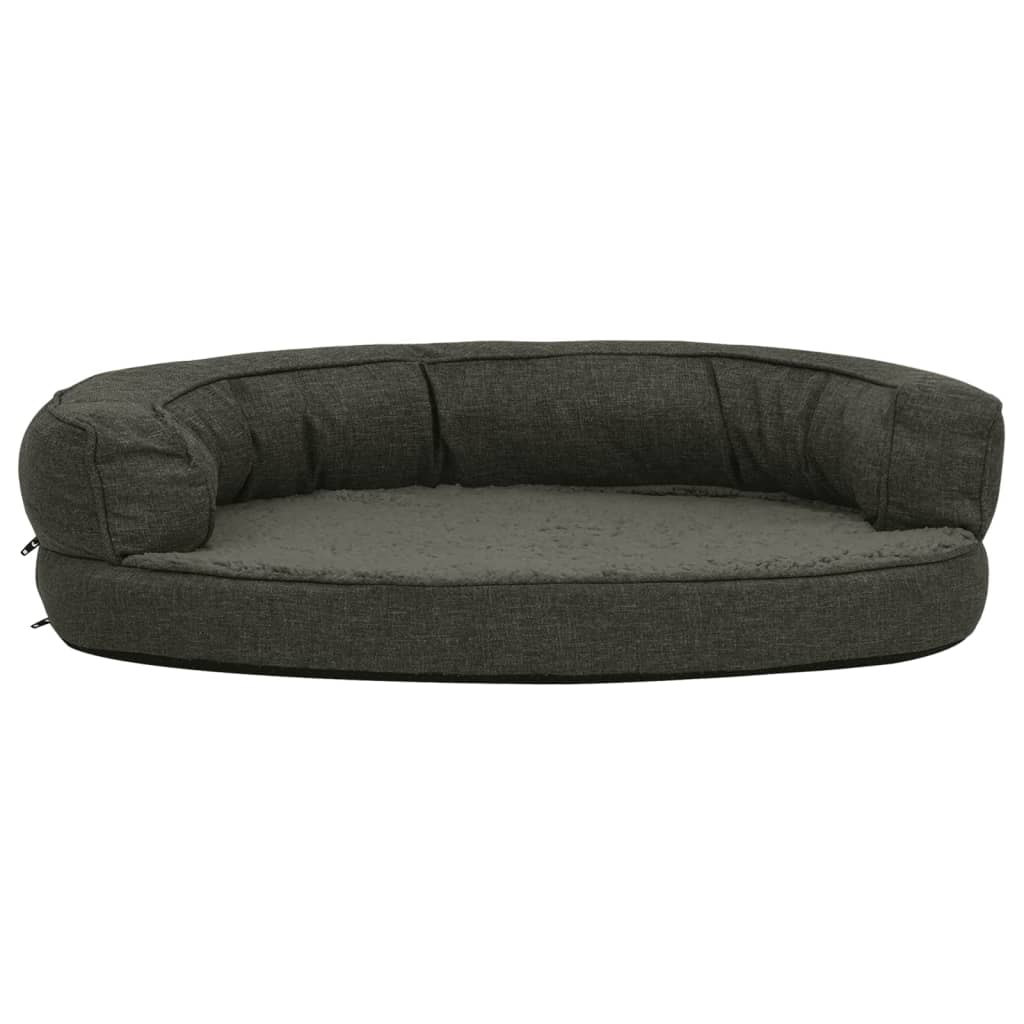 Cama p/ cães ergonóm. 75x53cm aspeto linho pelúcia cinza-escuro