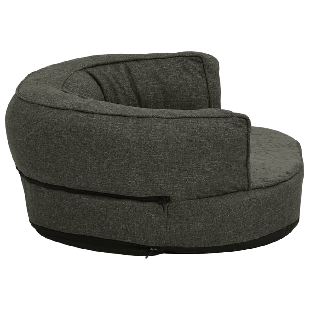 Cama p/ cães ergonóm. 75x53cm aspeto linho pelúcia cinza-escuro