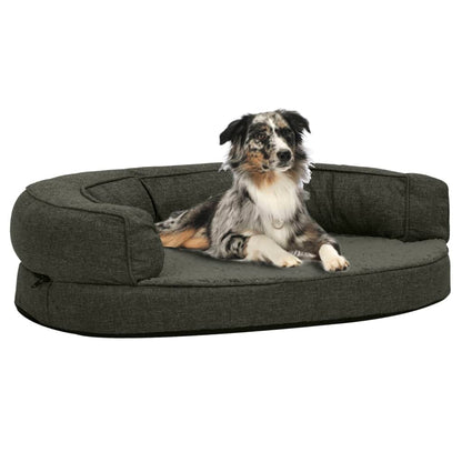 Cama p/ cães ergonóm. 75x53cm aspeto linho pelúcia cinza-escuro