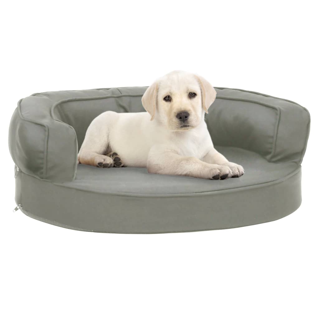 Cama para cães ergonómica 60x42 cm aspeto linho cinzento