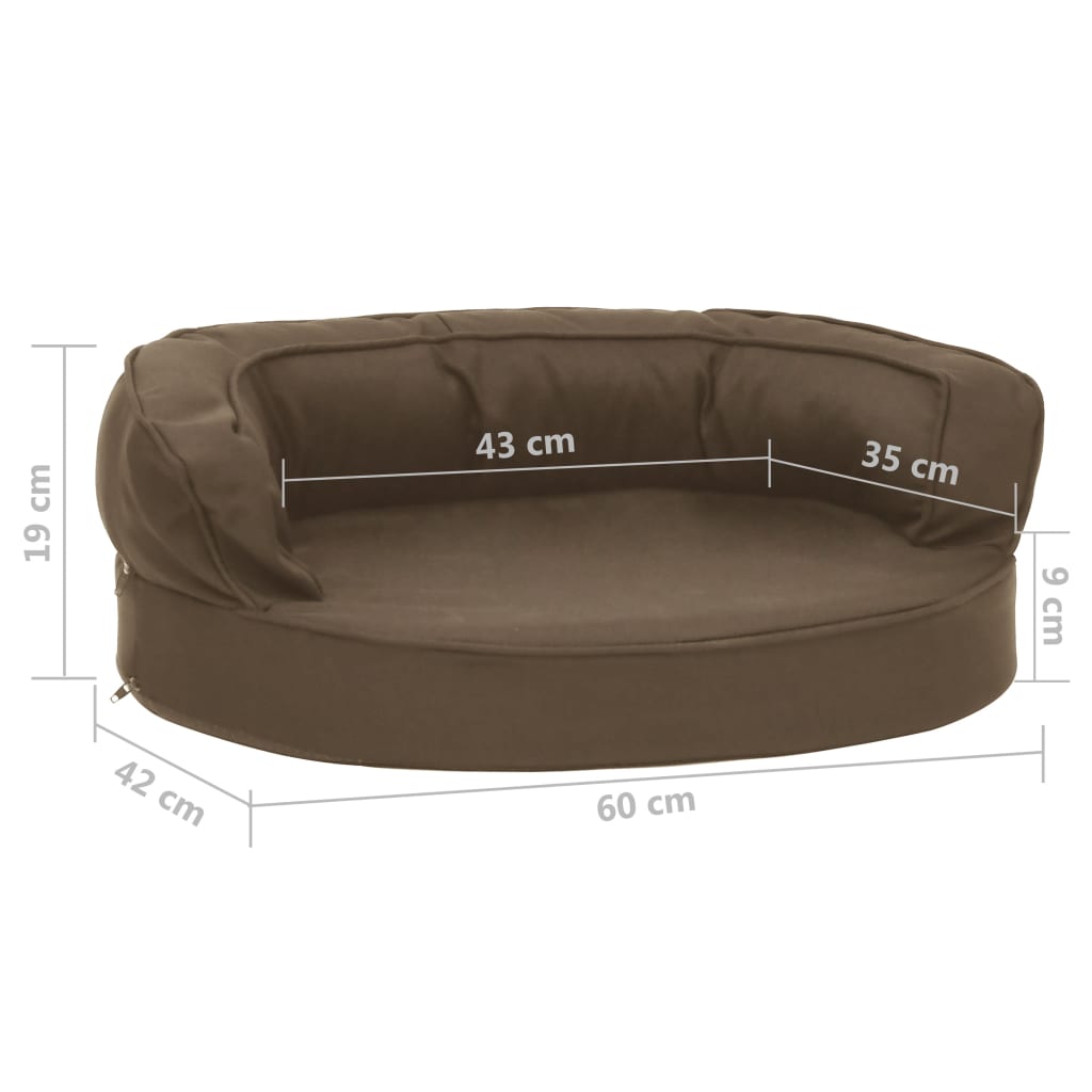 Cama para cães ergonómica 60x42 cm aspeto linho castanho