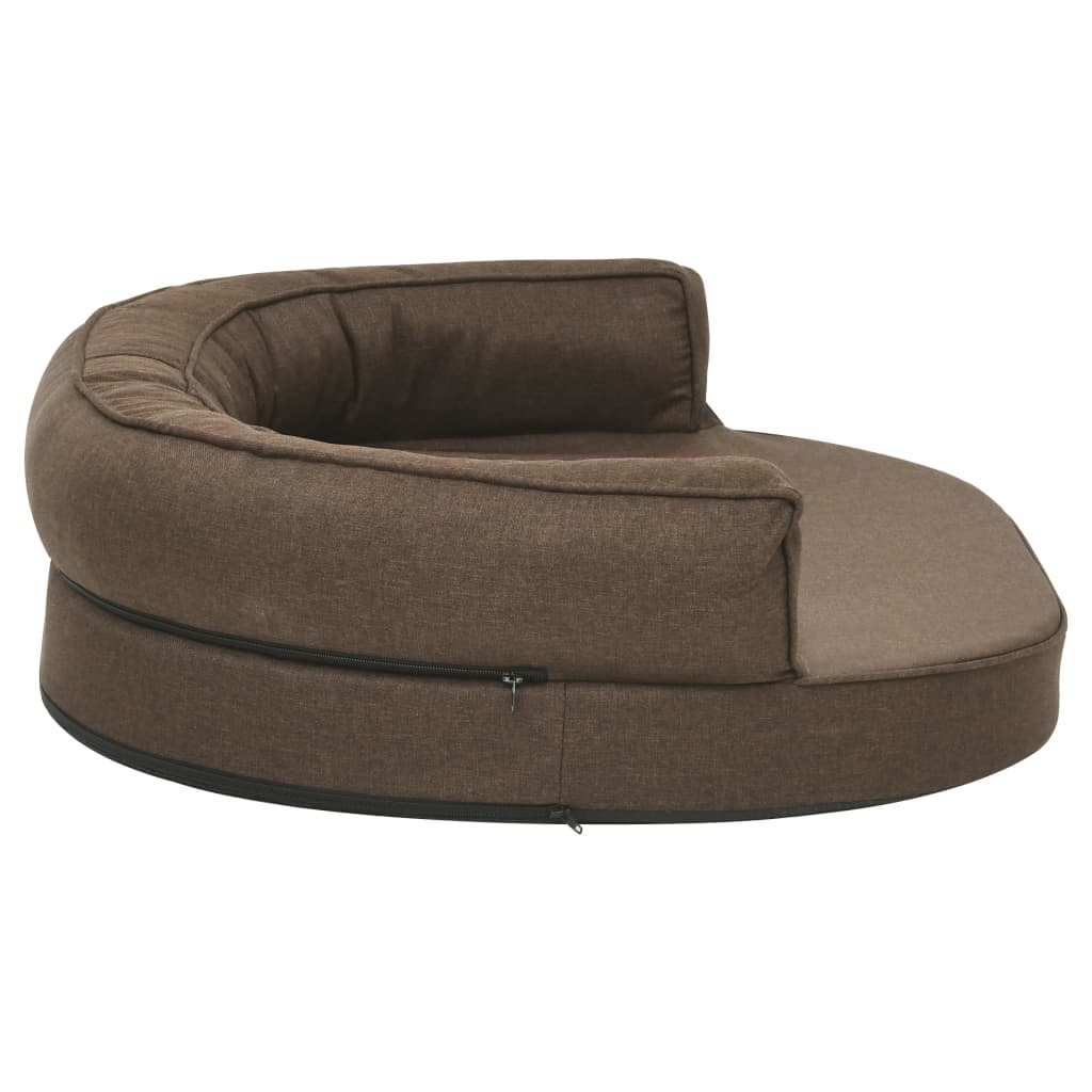 Cama para cães ergonómica 75x53 cm aspeto linho castanho