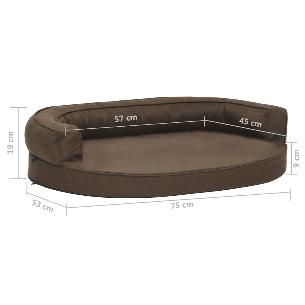 Cama para cães ergonómica 75x53 cm aspeto linho castanho