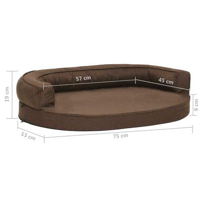 Cama para cães ergonómica 75x53 cm aspeto linho castanho