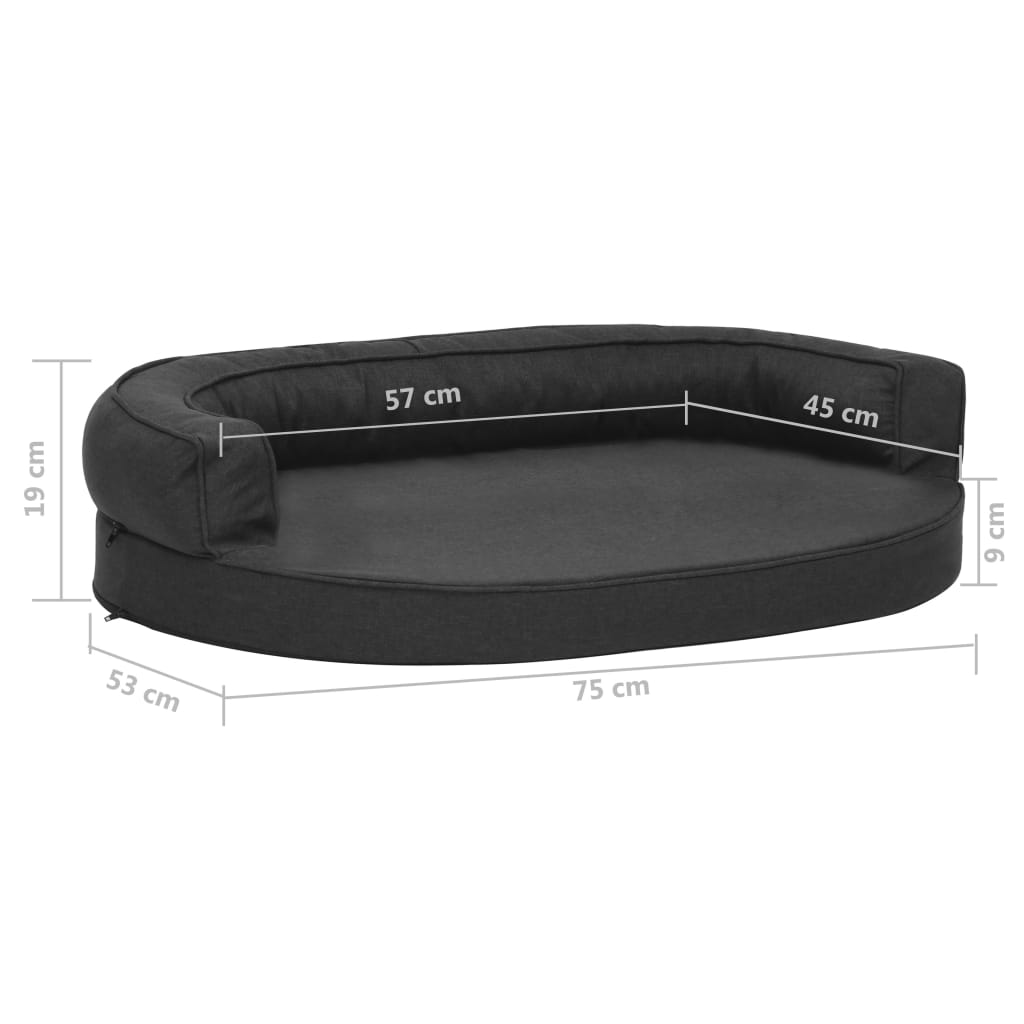 Cama para cães ergonómica 75x53 cm aspeto linho preto