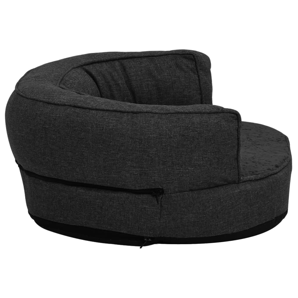 Cama para cães ergonómica 75x53 cm aspeto linho pelúcia preto