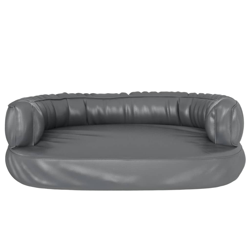 Cama p/ cães espuma ergonómico 60x42 cm couro artificial cinza