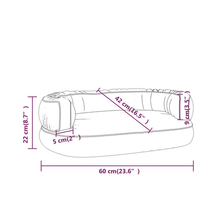 Cama p/ cães espuma ergonómico 60x42 cm couro artificial cinza