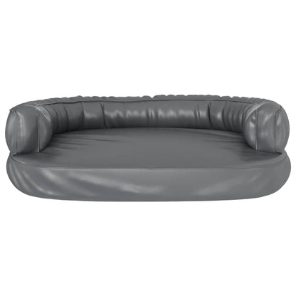 Cama p/ cães espuma ergonómico 88x65 cm couro artificial cinza