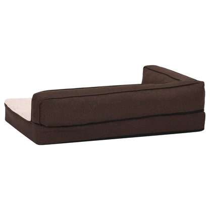 Cama para cães ergonómica 60x42cm aspeto linho pelúcia castanho