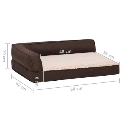 Cama para cães ergonómica 60x42cm aspeto linho pelúcia castanho