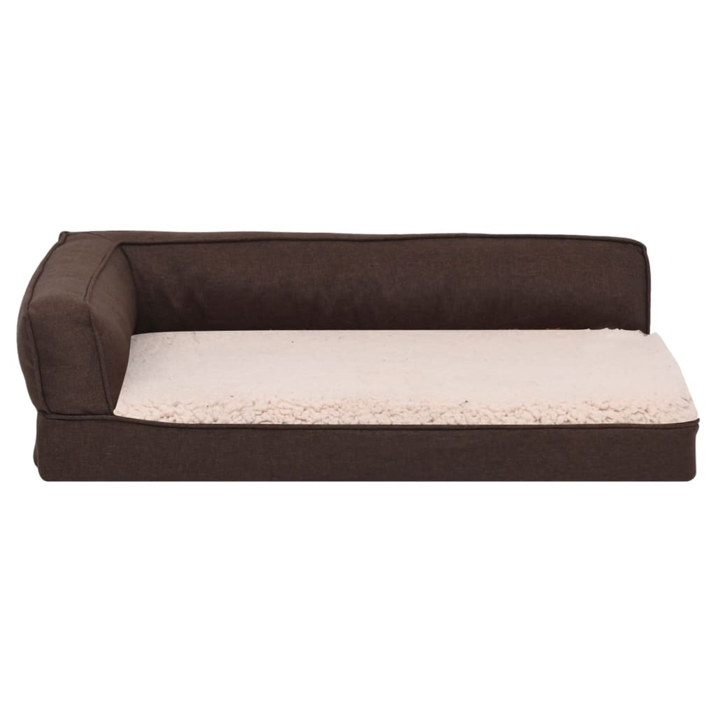 Cama para cães ergonómica 75x53cm aspeto linho pelúcia castanho