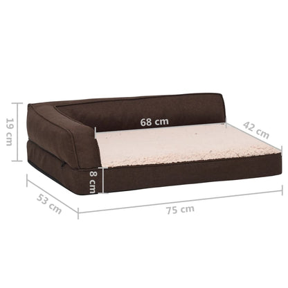 Cama para cães ergonómica 75x53cm aspeto linho pelúcia castanho