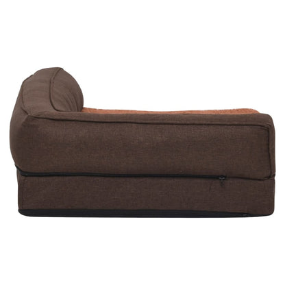 Cama para cães ergonómica 60x42cm aspeto linho pelúcia castanho