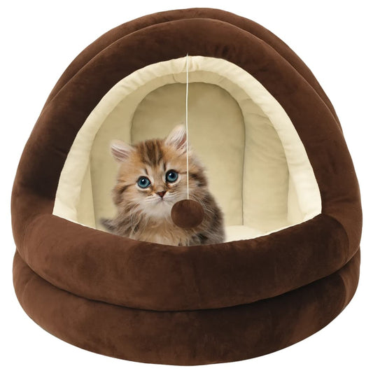 Cama para gatos 40x40x35 cm castanho e creme