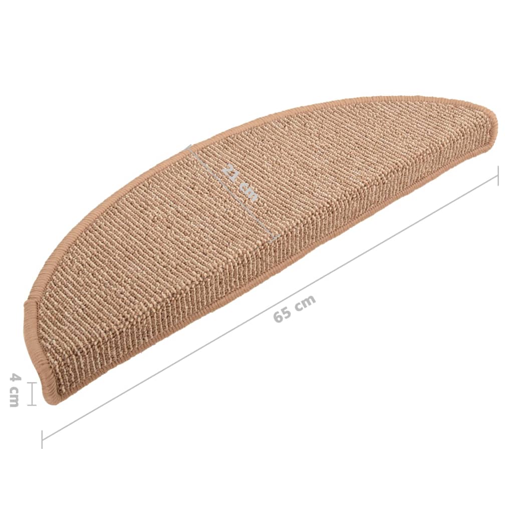 Tapete/carpete para degraus 15 pcs 65x21x4 cm castanho-claro