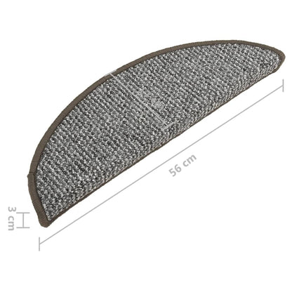 Tapete/carpete para degraus 15 pcs 56x17x3 cm cinzento