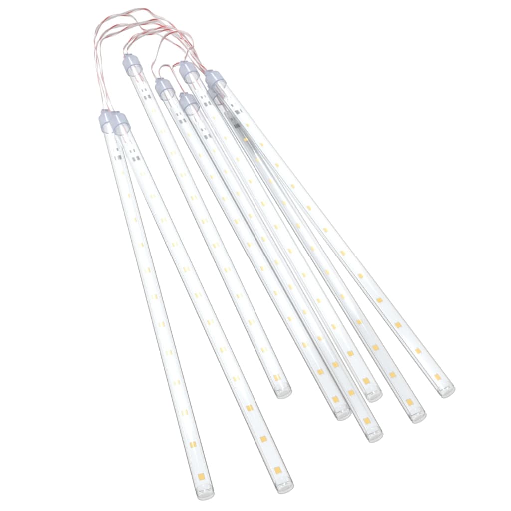 Luzes meteoro 8 pcs 30 cm 192 luzes LED int./ext. branco quente