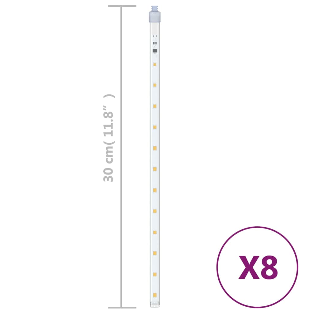 Luzes meteoro 8 pcs 30 cm 192 luzes LED int./ext. branco quente