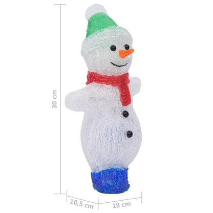 Boneco de neve acrílico c/ luzes LED interior e exterior 30 cm