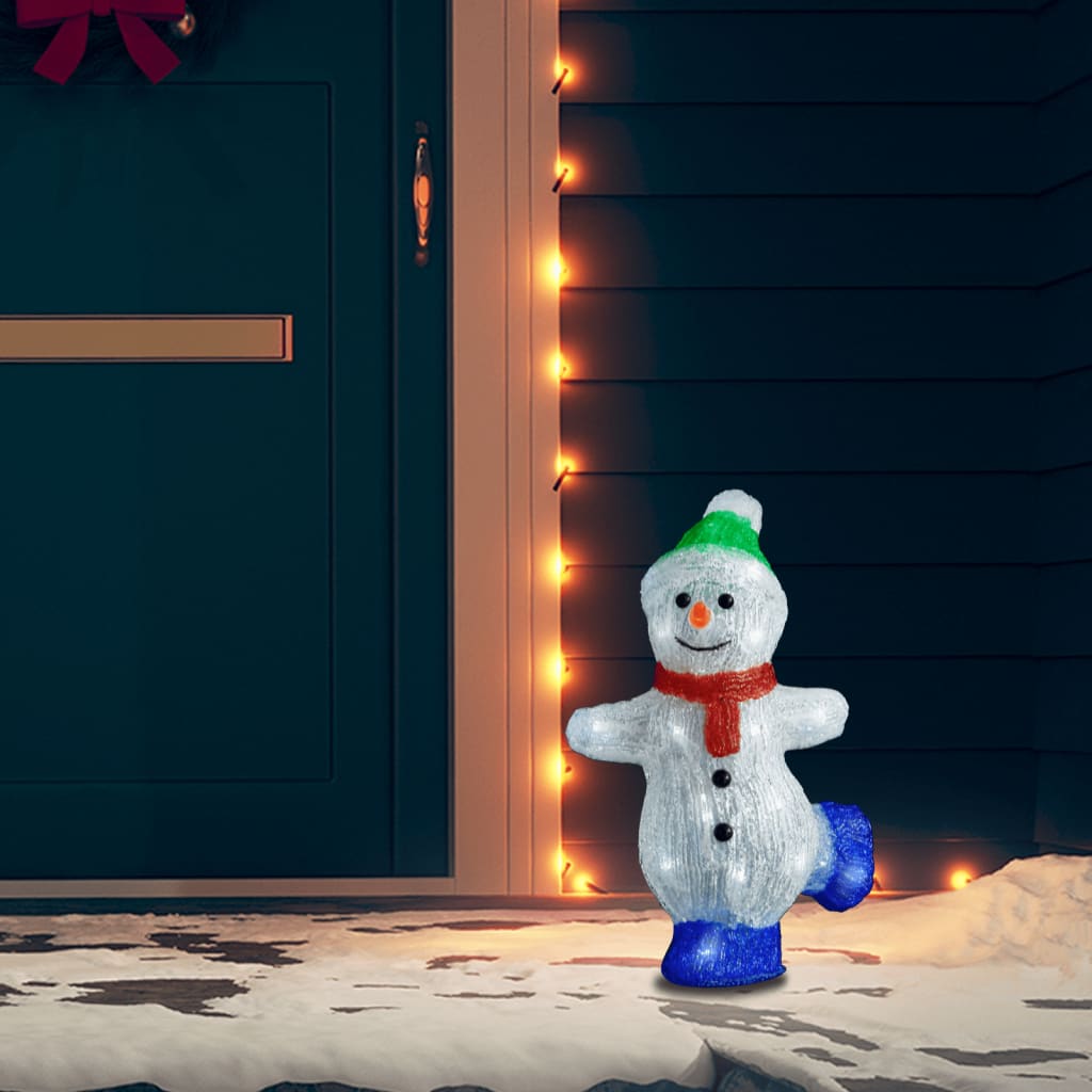 Boneco de neve acrílico c/ luzes LED interior e exterior 30 cm