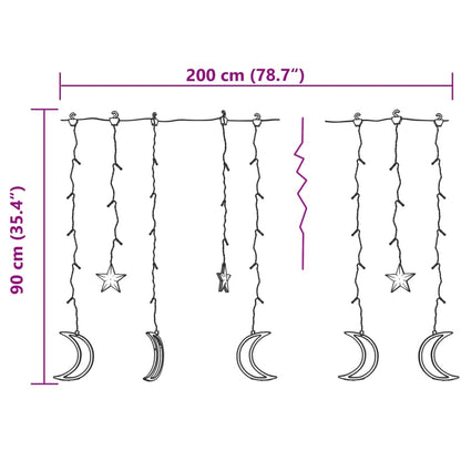 Luzes luas e estrelas c/ controlo remoto 138 LEDs branco quente