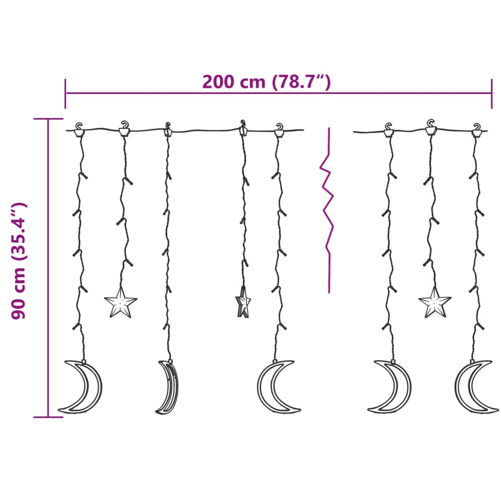 Luzes luas e estrelas c/ controlo remoto 138 LEDs branco frio