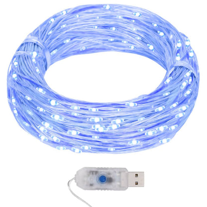 Cordão de micro luzes 40 m 400 LED 8 funções azul