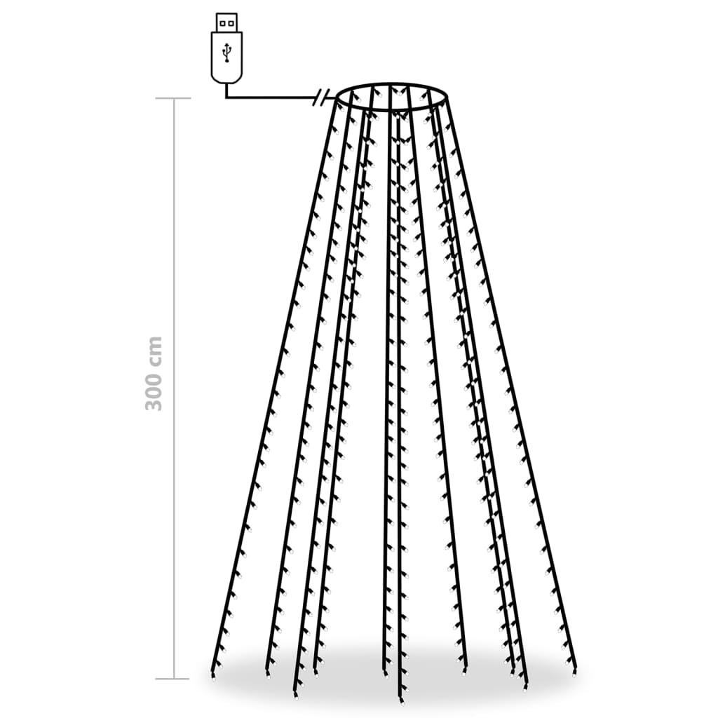 Cordão de luzes árvore de Natal 300 luzes LED 300cm branco frio